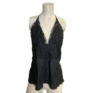 VTG Babydoll Y2K Fairy Goth Grunge Guess By Marciano Silk Halter Lace Top MED